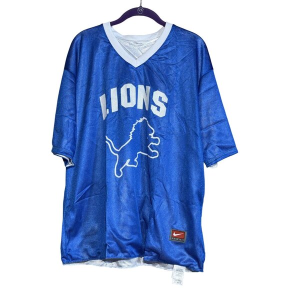 NFL Detroit Lions Nike Team Flag Football Jersey XL Blue/White 100% Polyester Me - Picture 1 of 12